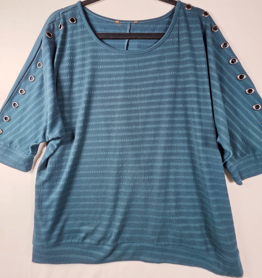 New York Laundry Teal Blue Knit Top Size XL